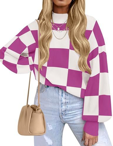 Women's Fashion High Collar Long Sleeve Striped Rib Sweater