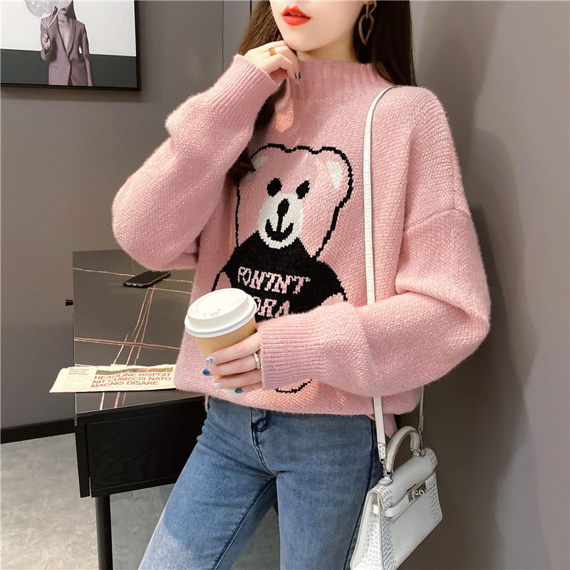 Artificial Mink Fur Bear Sweater For Women Autumn And Winter Loose Thickened Knitting