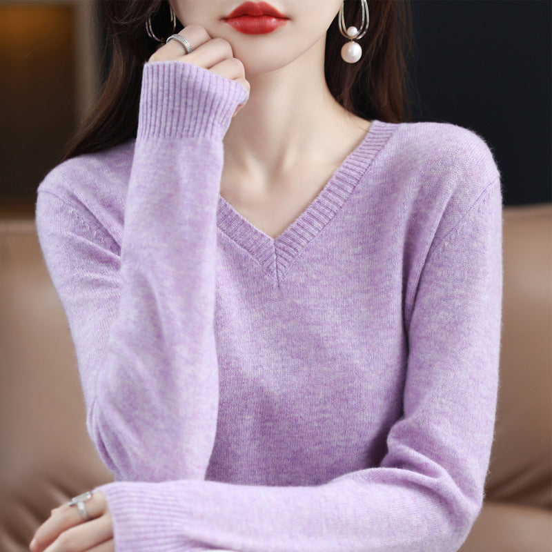 Women's Knitted Bottoming Shirt Versatile Cashmere Sweater Loose Outer Wear