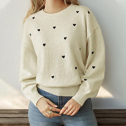 Women's Valentine's Day Heart Round Neck Sweater