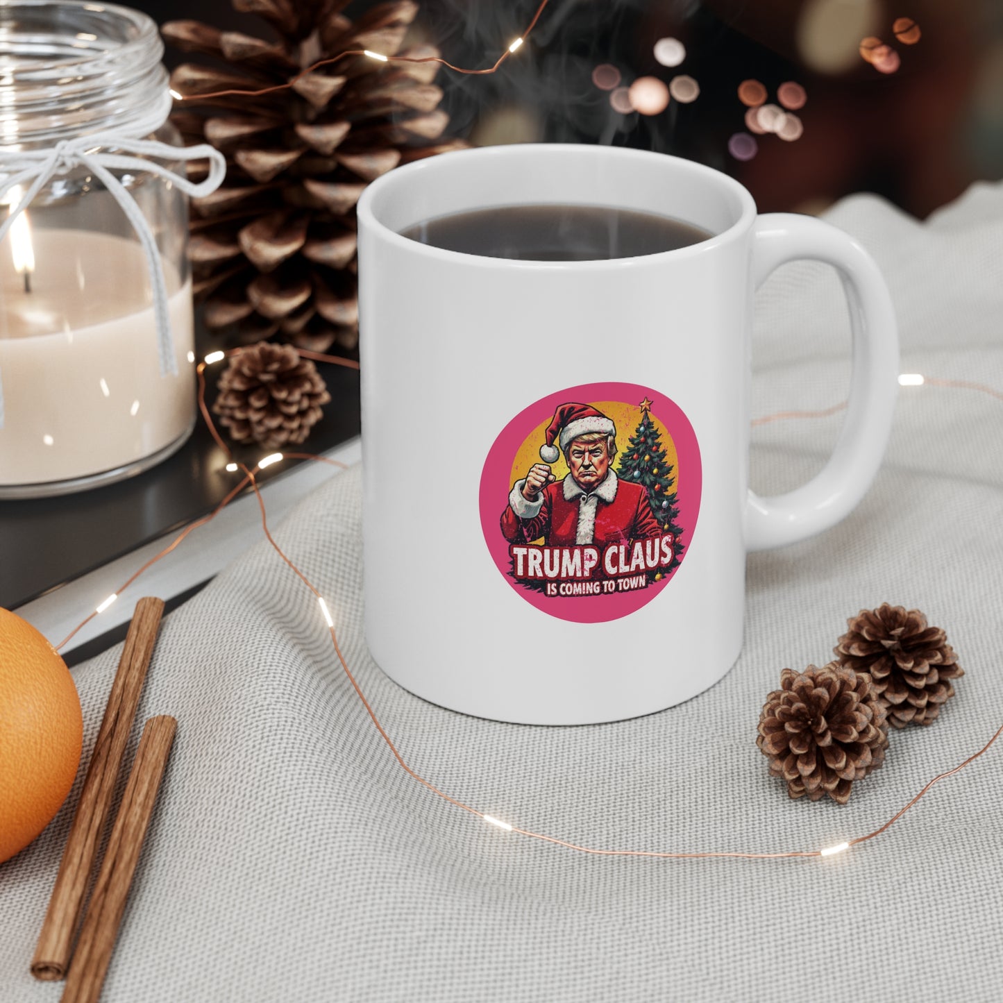 Trump Ceramic Mug - I'll Be Home For Christmas Santa Funny Trump Xmas Pajamas