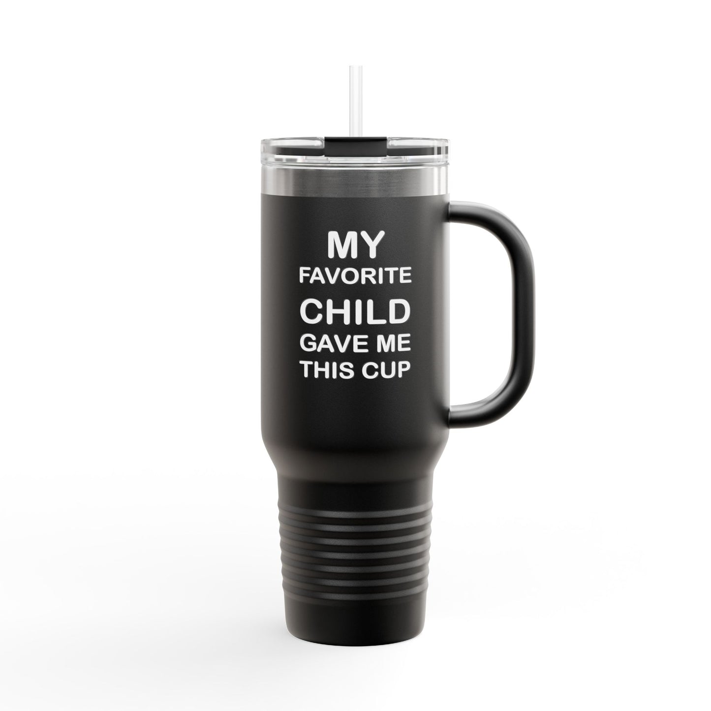 Favorite Child Insulated Travel Mug, Large Coffee Cup for Parents, Funny Mom Dad Gift Idea, Personalized Thermal Tumbler, Custom Quote