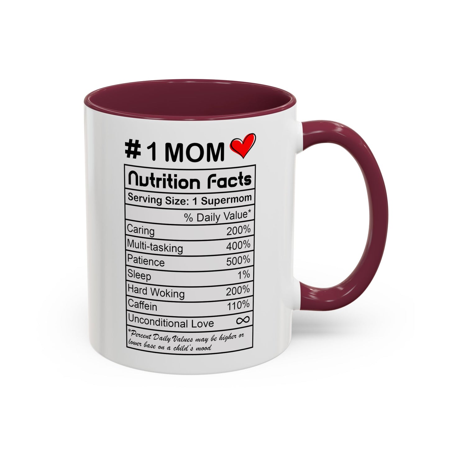 Colorful Mugs, 11oz - #1 Mom Nutrition Facts, Mother's Day Gift, Best Mom Ever, Mother Birthday Present, Coffee Cup for Mom, Mother