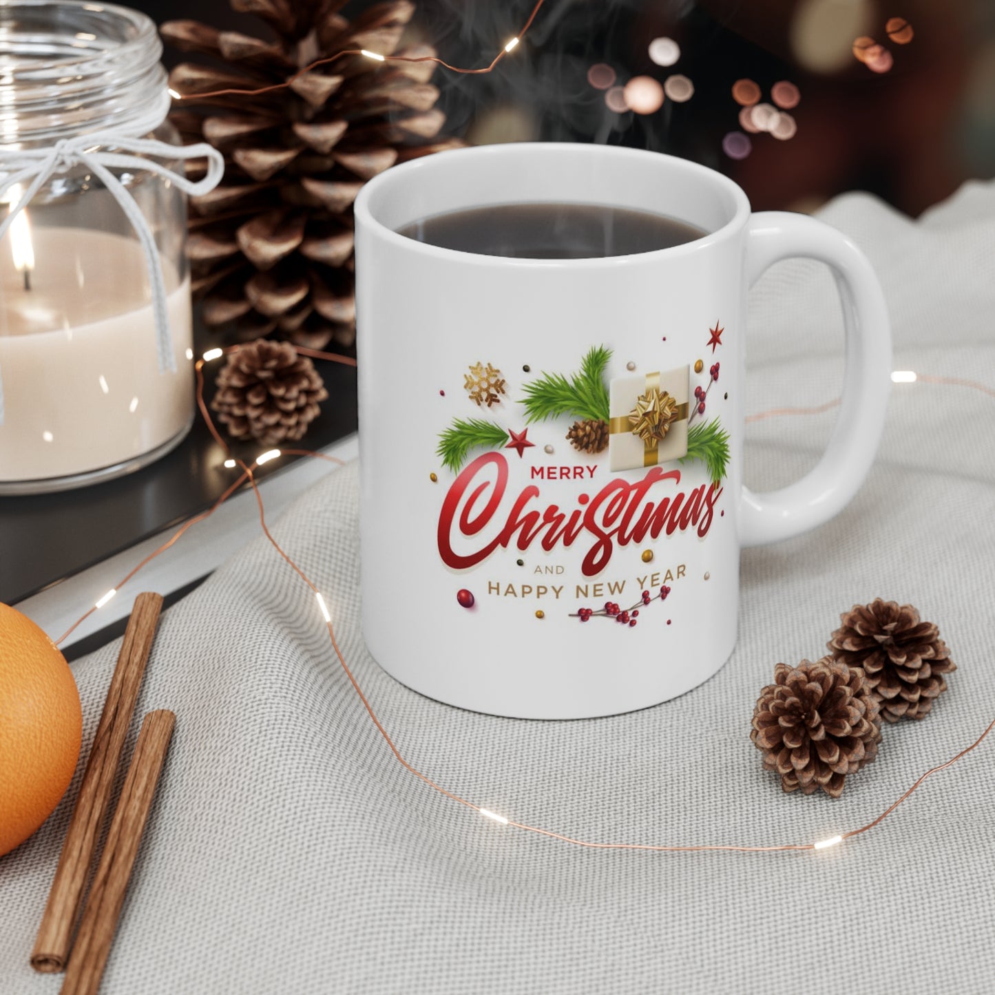 Christmas Coffee Mug, Holiday Coffee Mug MERRY CHRISTMAS, Funny Christmas Movie Mugs from family, friends -Mug in Decorative Christmas Gif [Mug 11oz]