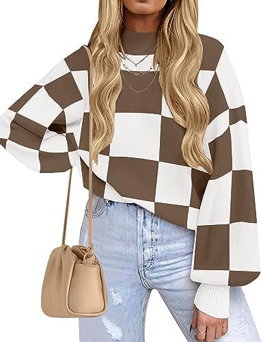 Women's Fashion High Collar Long Sleeve Striped Rib Sweater