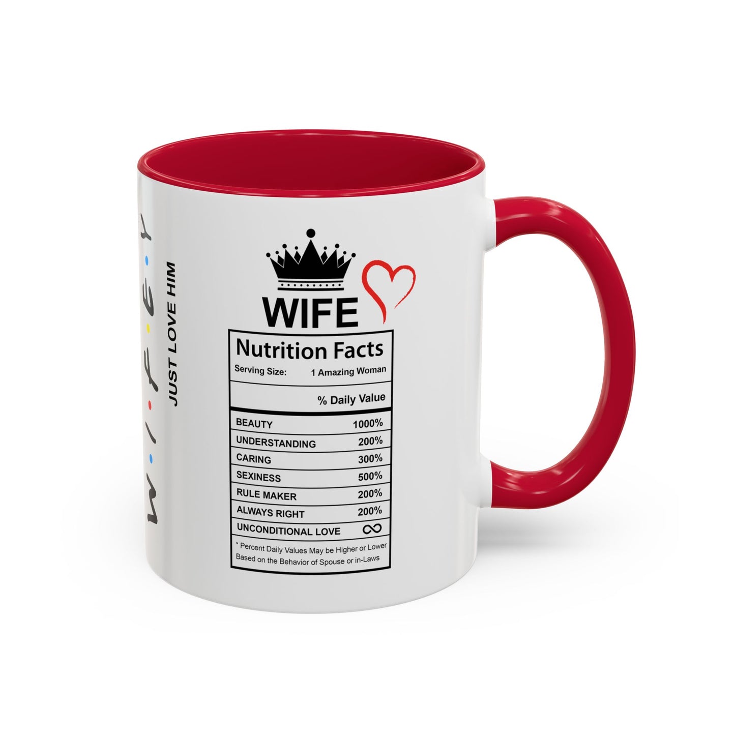 Funny Wife Nutrition Facts Mug, Sarcastic Coffee Cup for Her, Humorous Tea Mug, Ceramic Drinkware, Novelty Gift Item