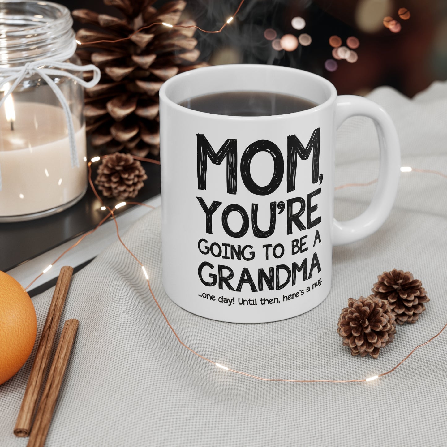 Grandma Announcement Mug, Pregnancy Reveal Coffee Cup, New Grandparent Gift, Baby Announcement Present, Mom To Be Mug 11oz