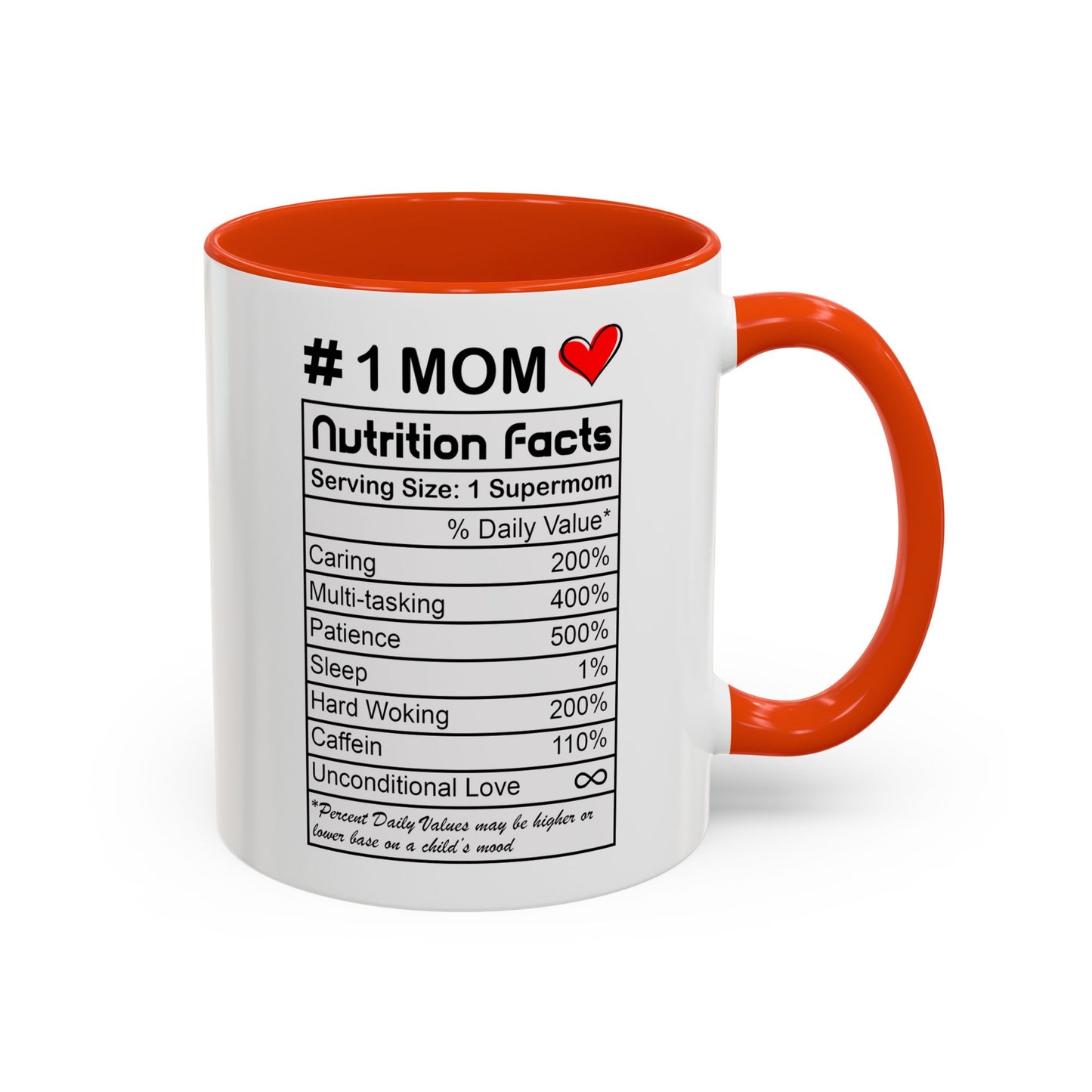 Colorful Mugs, 11oz - #1 Mom Nutrition Facts, Mother's Day Gift, Best Mom Ever, Mother Birthday Present, Coffee Cup for Mom, Mother