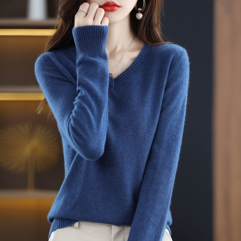 Women's Knitted Bottoming Shirt Versatile Cashmere Sweater Loose Outer Wear