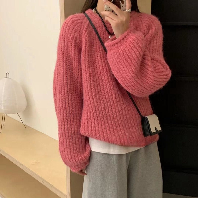 Idle Style Round Neck Sweater For Women