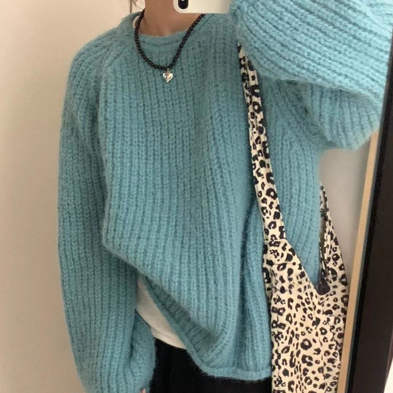 Idle Style Round Neck Sweater For Women