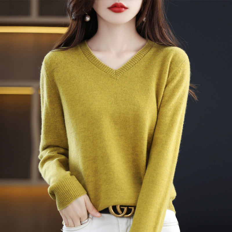 Women's Knitted Bottoming Shirt Versatile Cashmere Sweater Loose Outer Wear