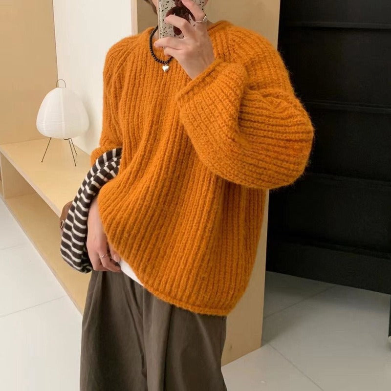 Idle Style Round Neck Sweater For Women