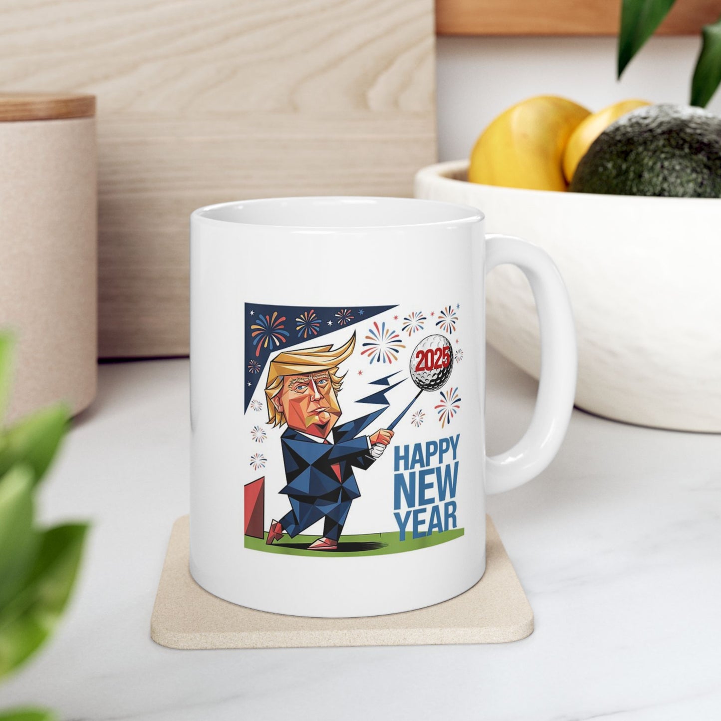 Trump Coffee Mug Cup Happy New Year 2025, 11 Oz, White Trump/Vance 2024 24 Trump Won, Trump Coffee Ceramic Mug, (11oz, 15oz)