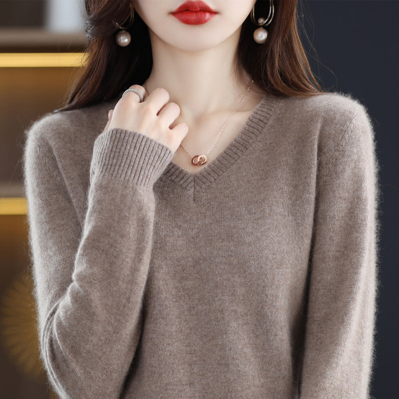 Women's Knitted Bottoming Shirt Versatile Cashmere Sweater Loose Outer Wear