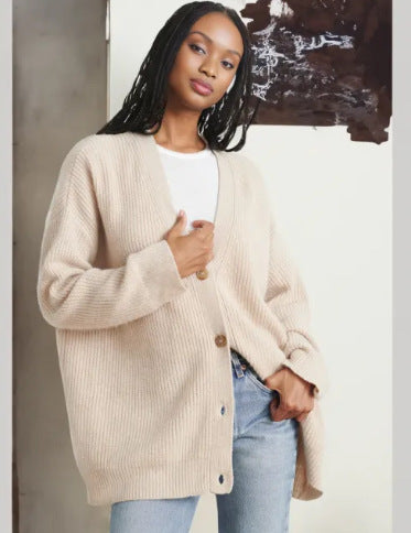 V-neck Flattering Knit Cardigan Women