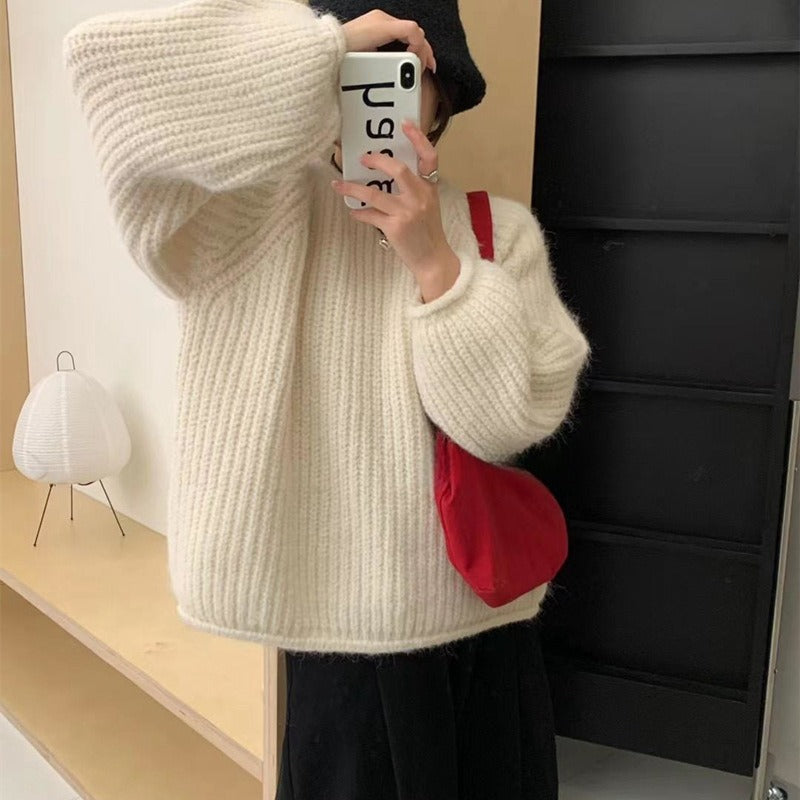 Idle Style Round Neck Sweater For Women