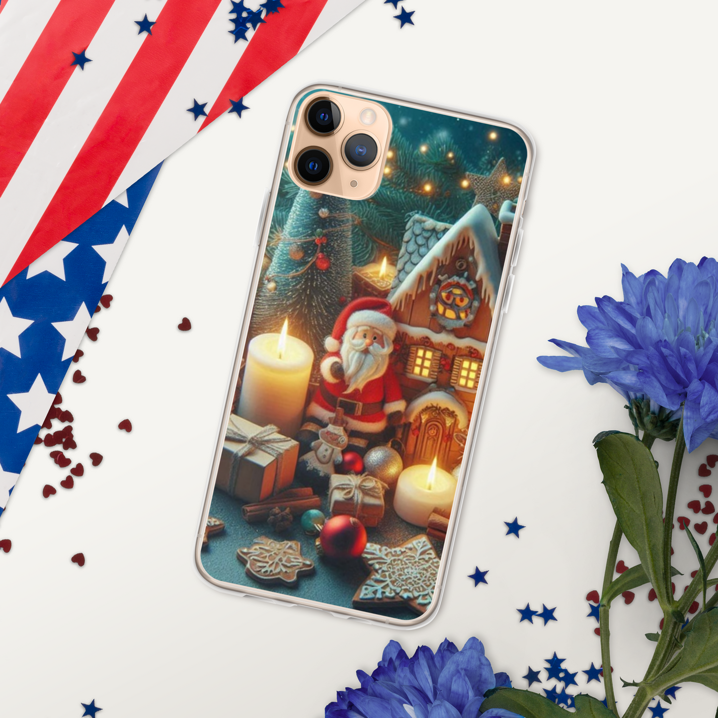 Christmas cartoon phone case for iPhone made of plastic material to help protect the phone better