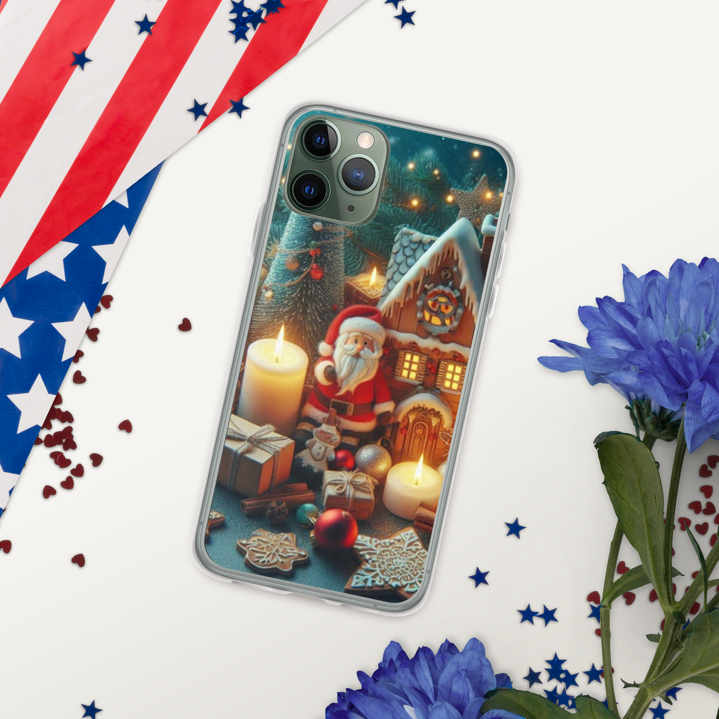 Christmas cartoon phone case for iPhone made of plastic material to help protect the phone better