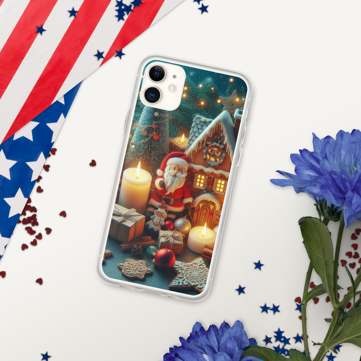 Christmas cartoon phone case for iPhone made of plastic material to help protect the phone better