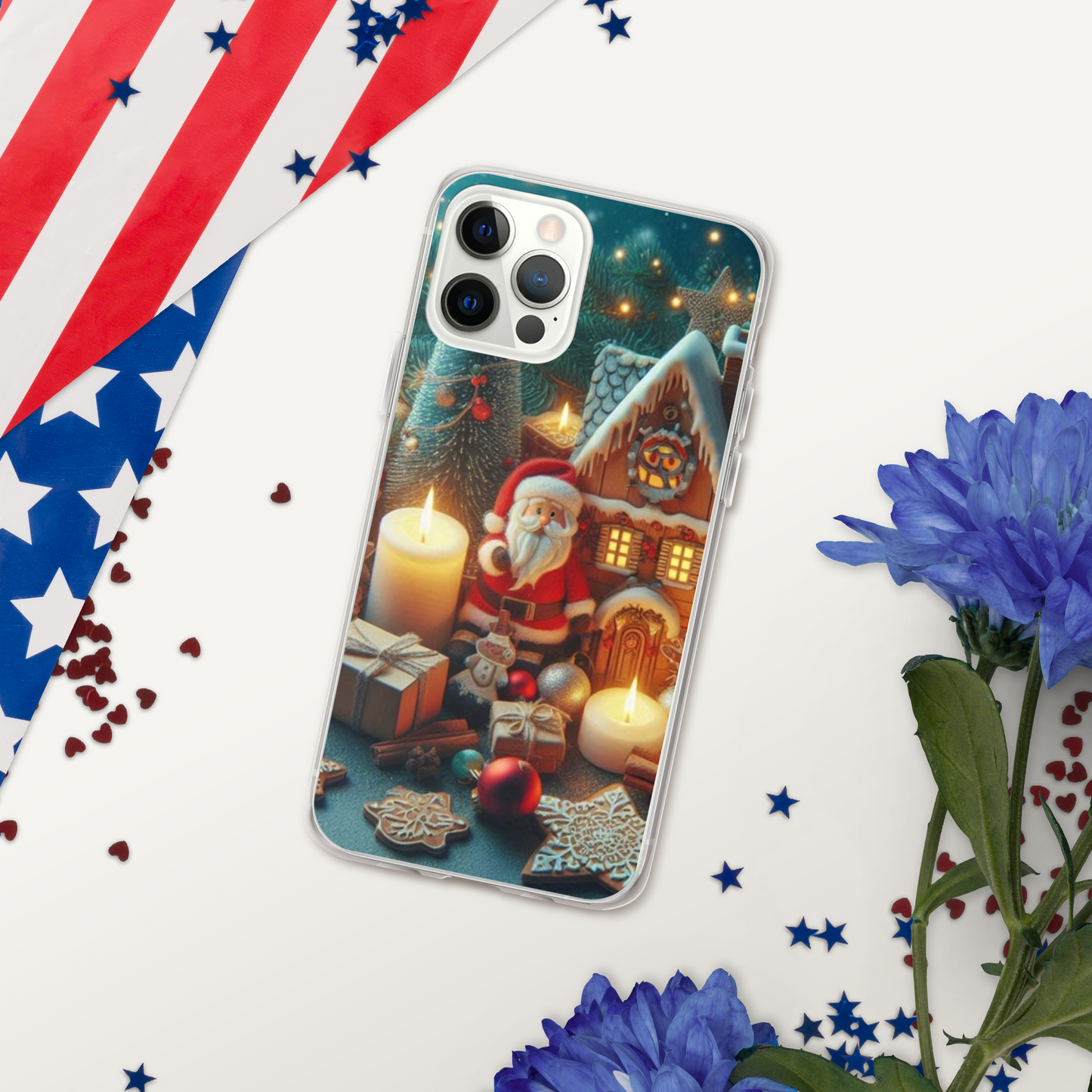 Christmas cartoon phone case for iPhone made of plastic material to help protect the phone better