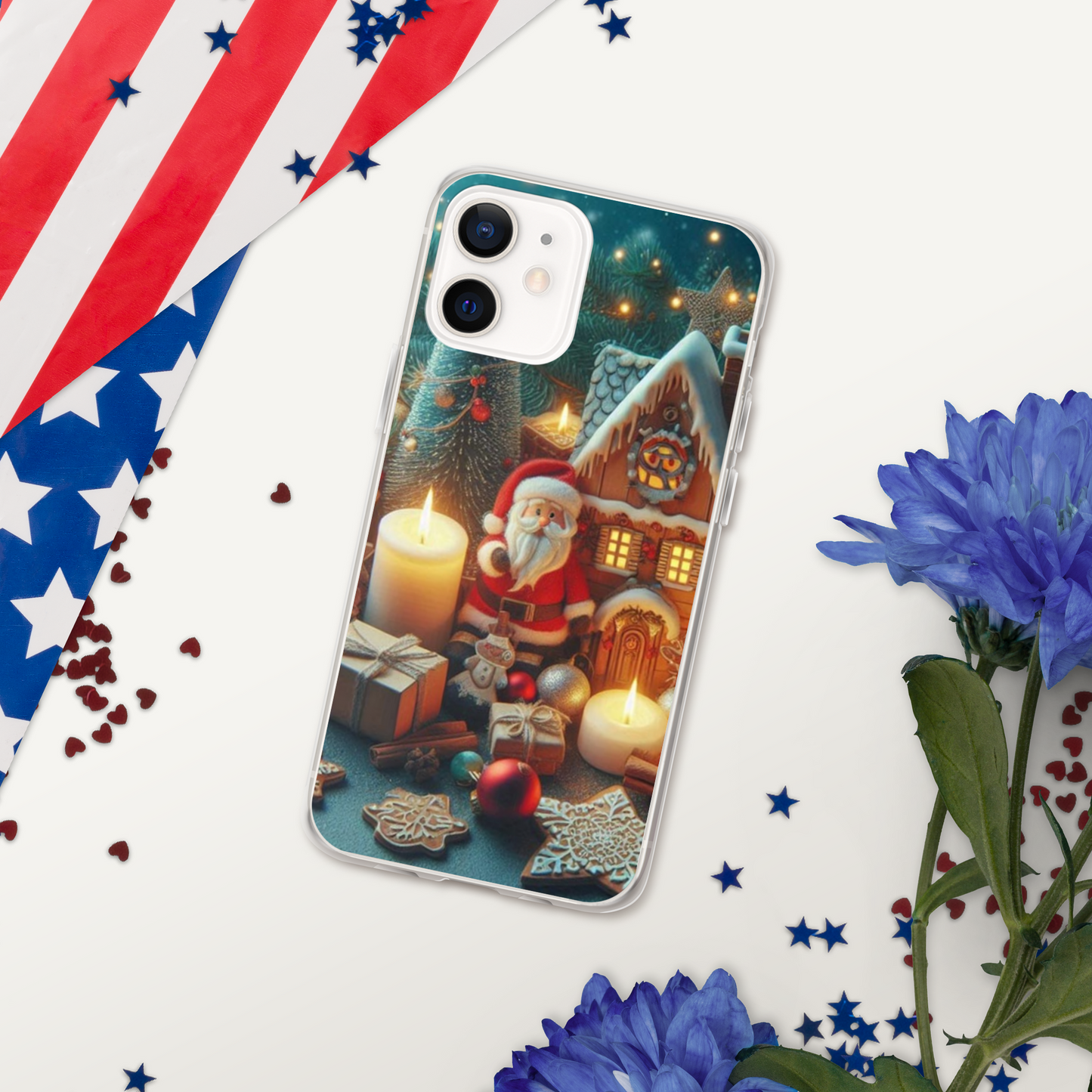 Christmas cartoon phone case for iPhone made of plastic material to help protect the phone better