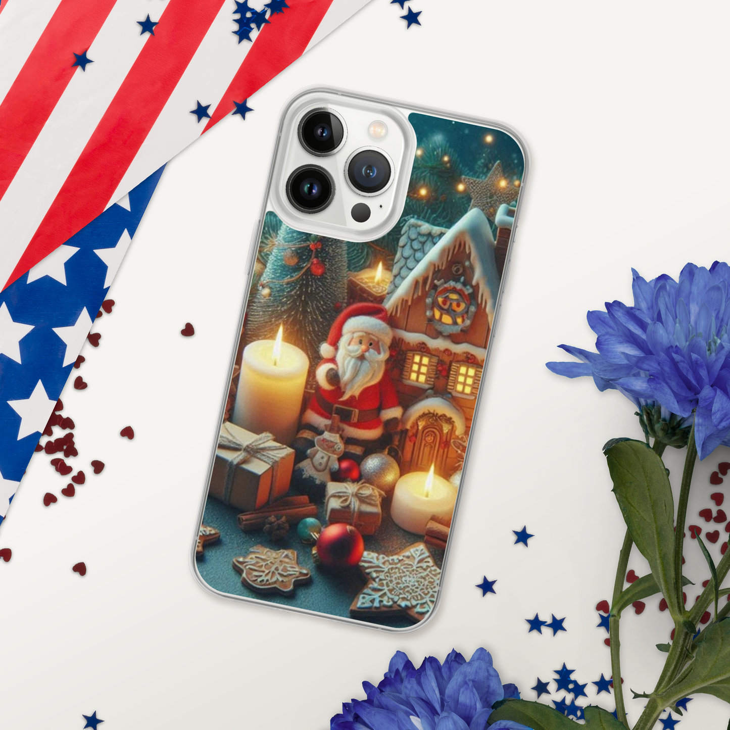 Christmas cartoon phone case for iPhone made of plastic material to help protect the phone better