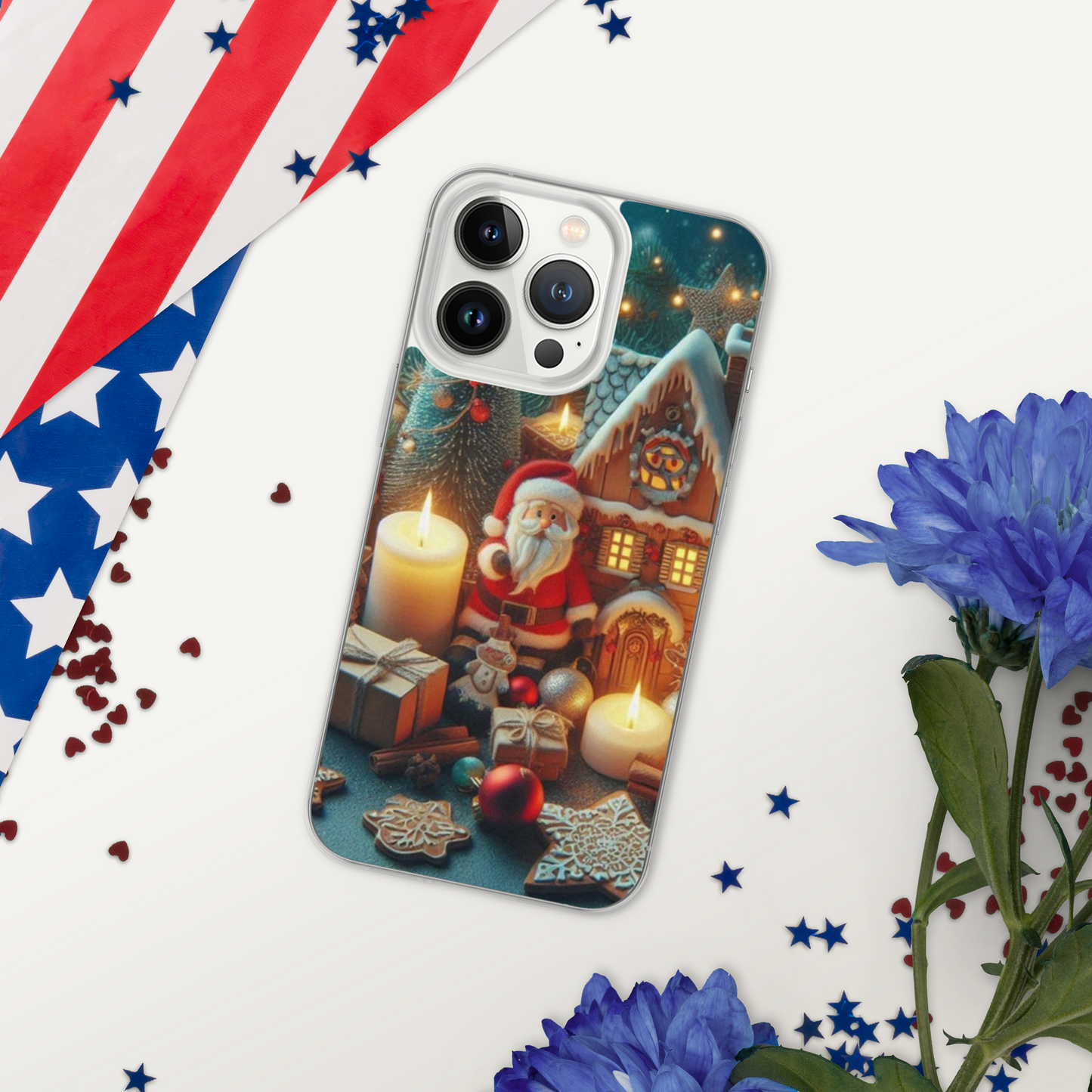 Christmas cartoon phone case for iPhone made of plastic material to help protect the phone better