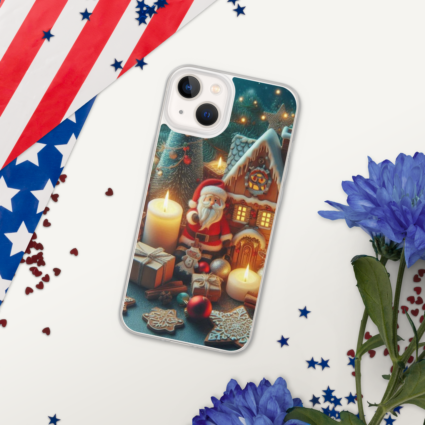 Christmas cartoon phone case for iPhone made of plastic material to help protect the phone better