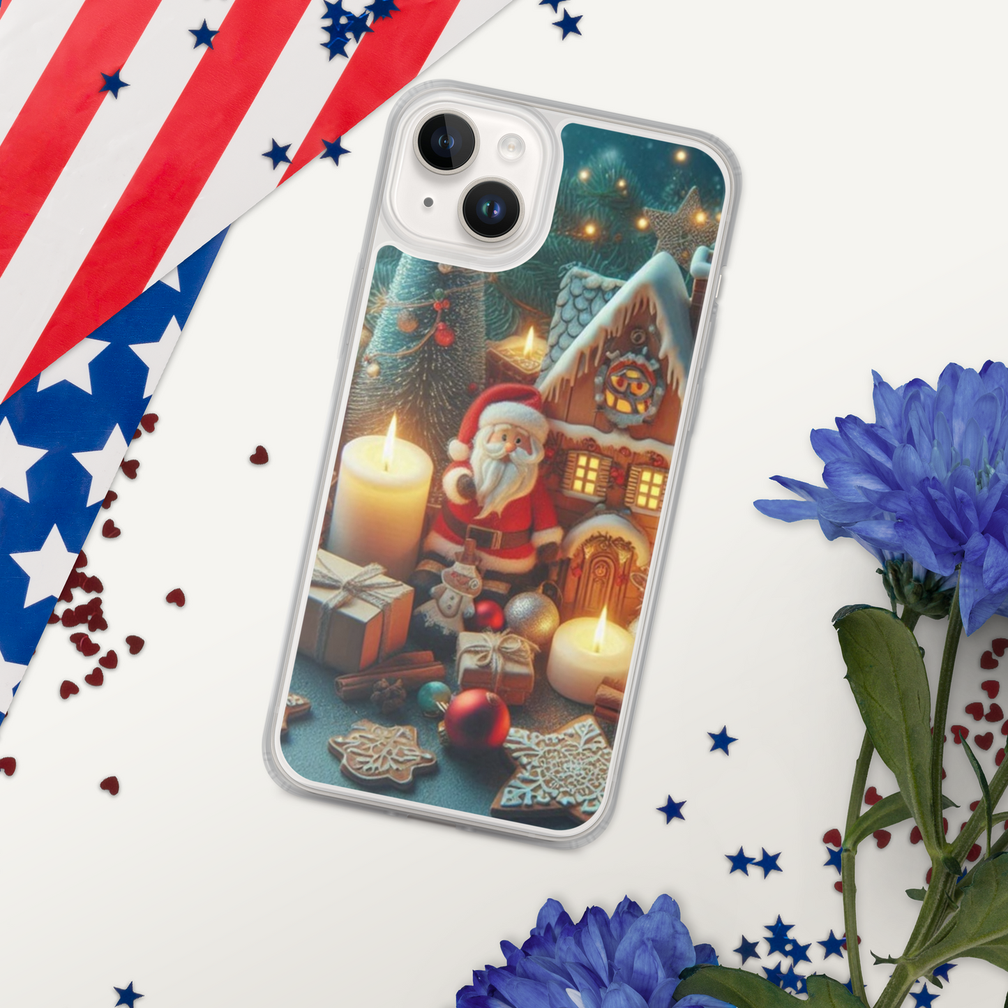 Christmas cartoon phone case for iPhone made of plastic material to help protect the phone better