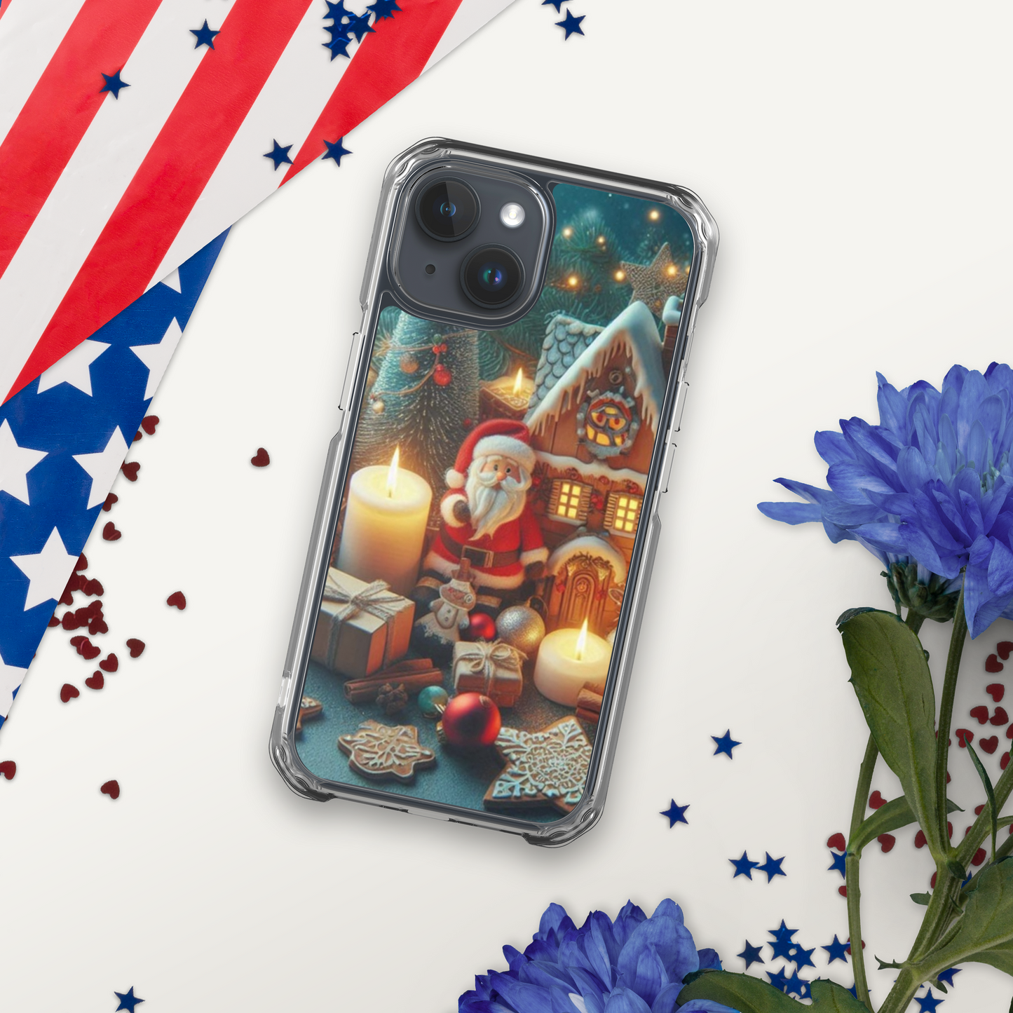 Christmas cartoon phone case for iPhone made of plastic material to help protect the phone better