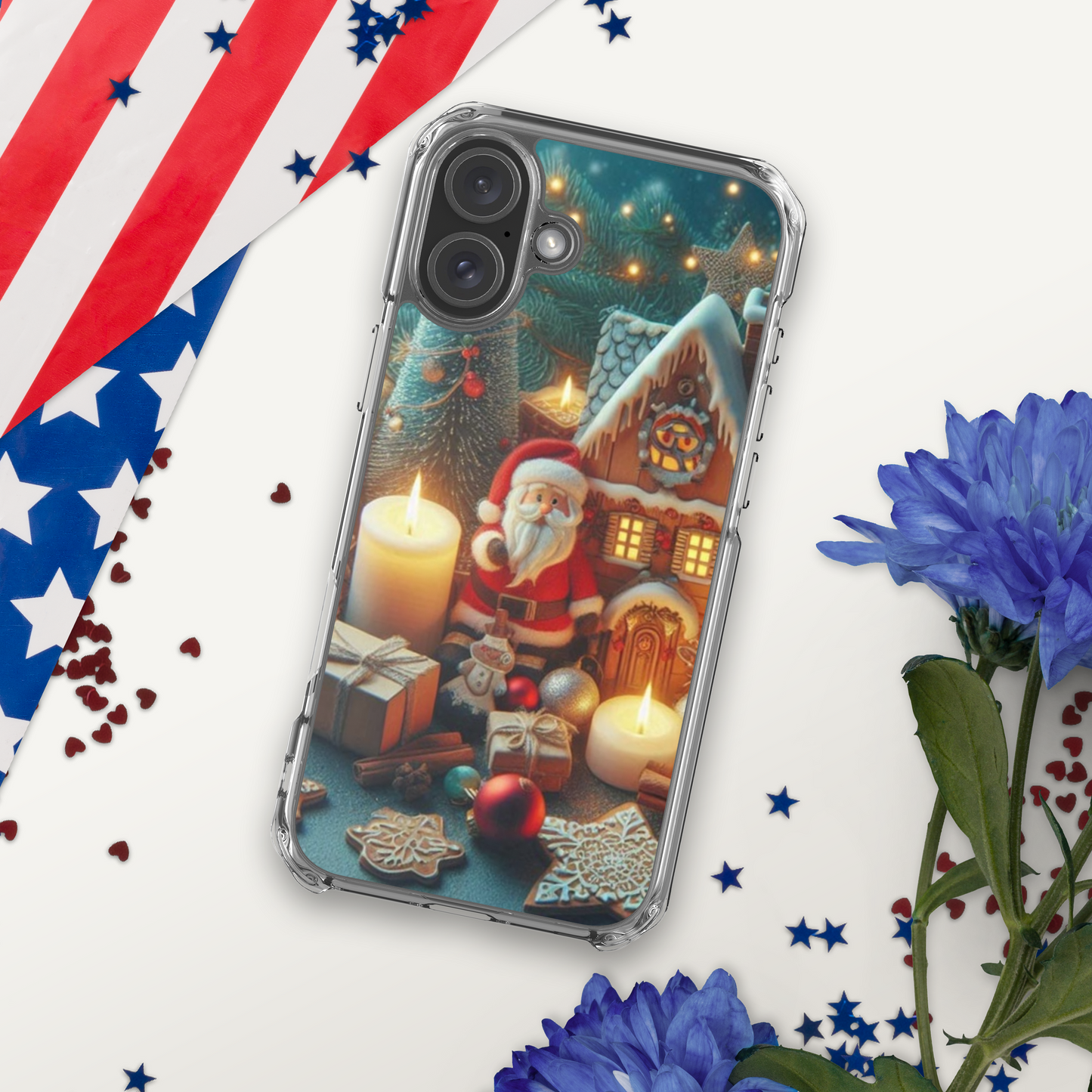 Christmas cartoon phone case for iPhone made of plastic material to help protect the phone better