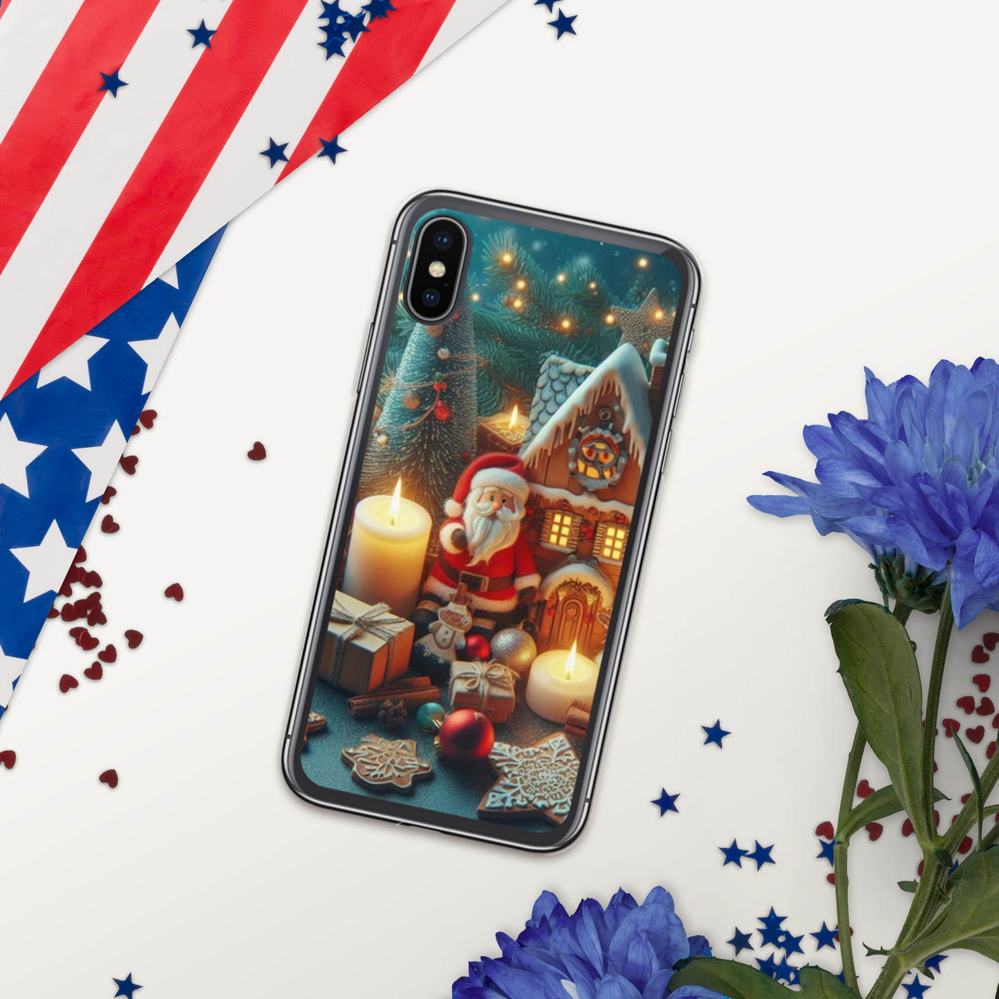 Christmas cartoon phone case for iPhone made of plastic material to help protect the phone better