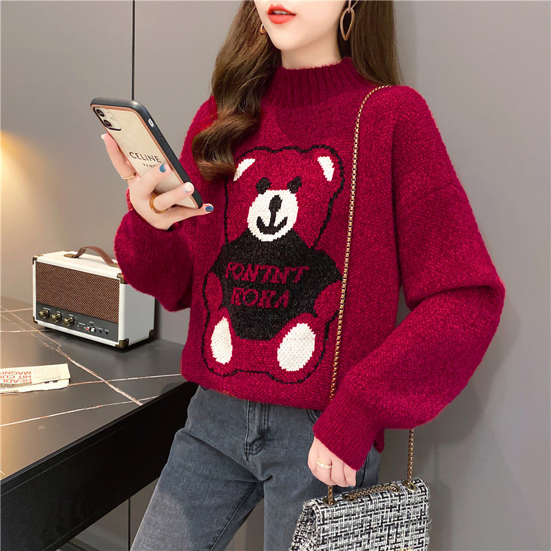 Artificial Mink Fur Bear Sweater For Women Autumn And Winter Loose Thickened Knitting