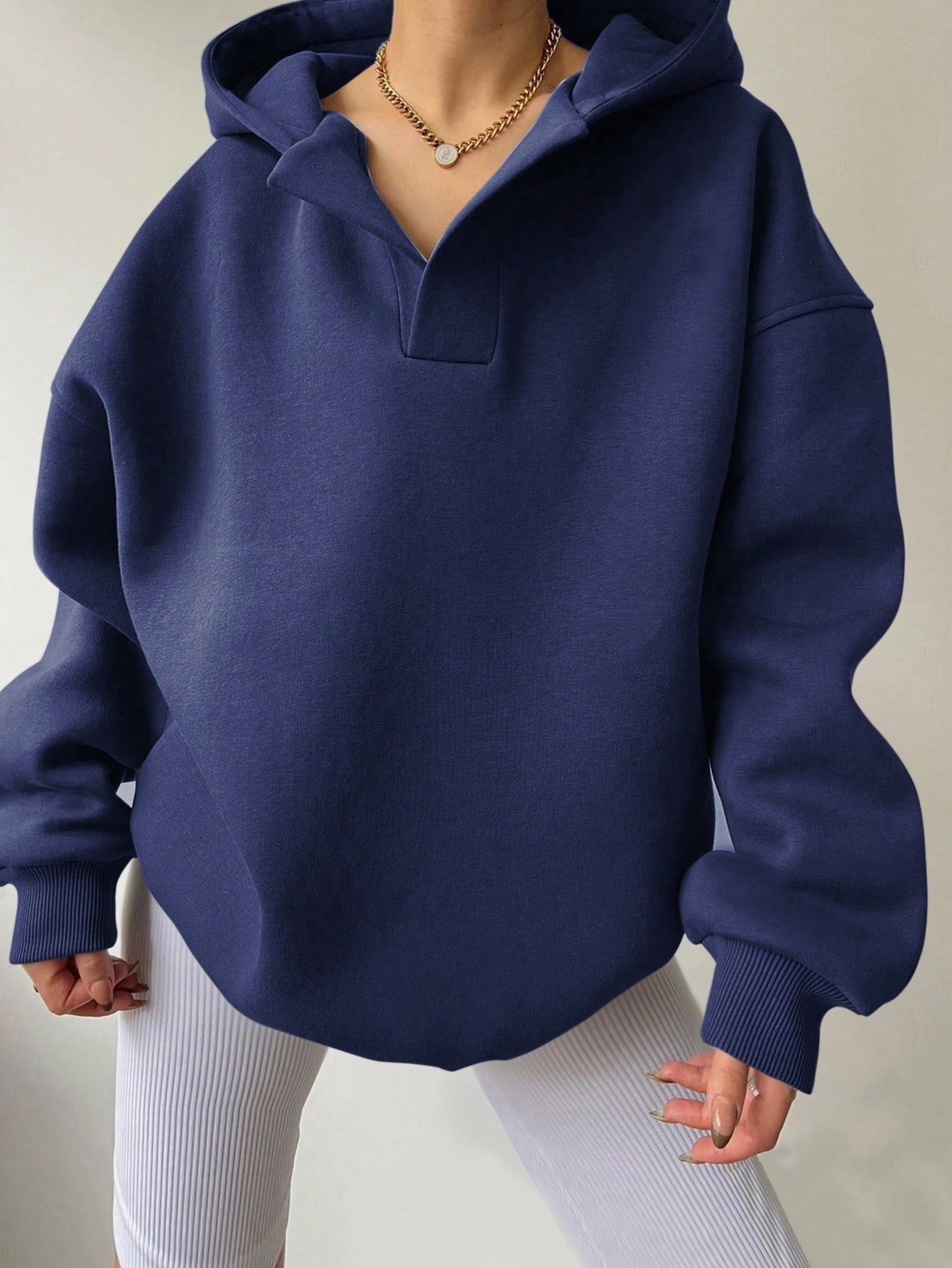 Women's Solid Color Hoodies Long Sleeve Hooded Solid Color Loose Sweater